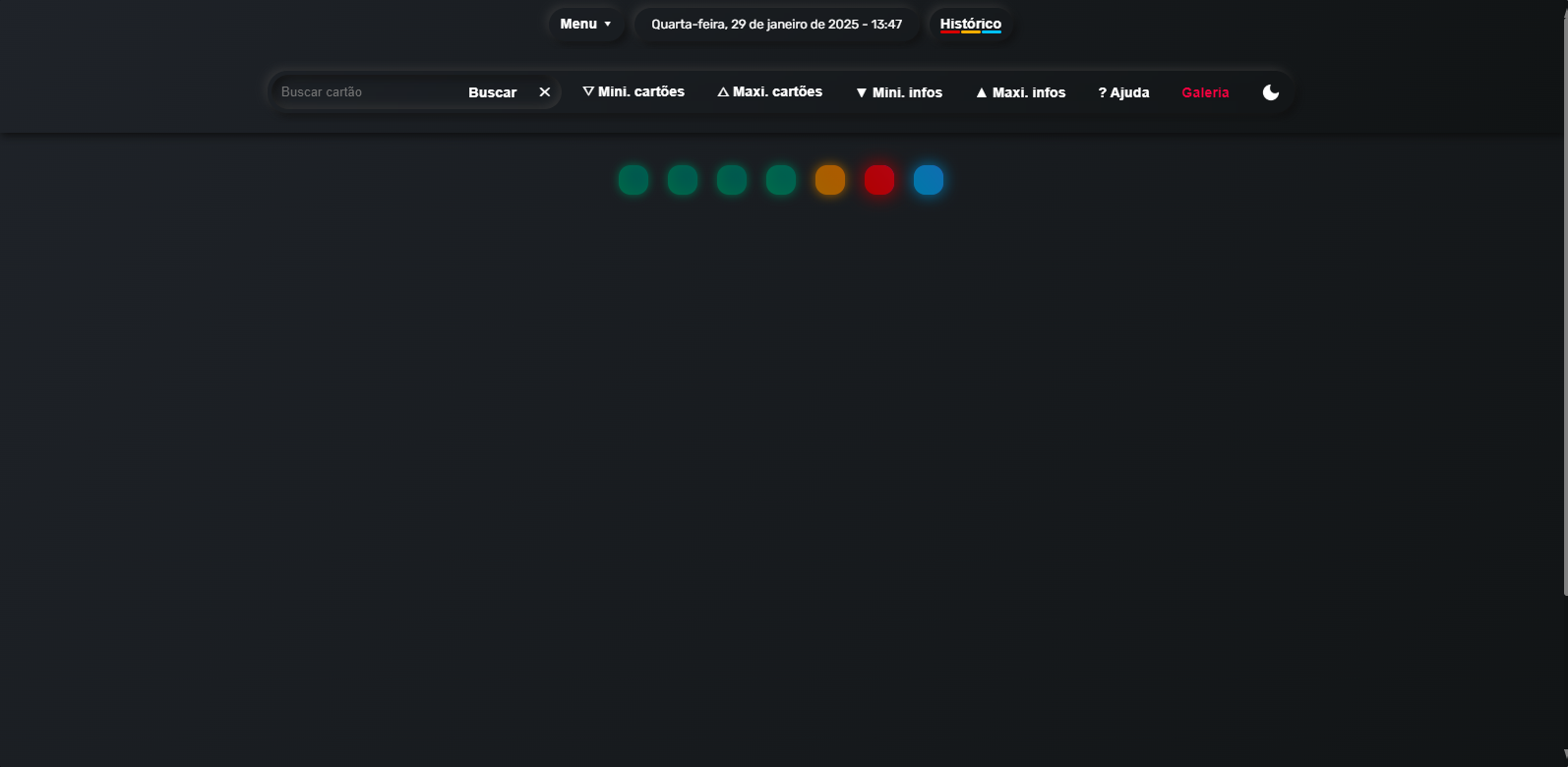 Menu do site em 29 de Janeiro de 2025